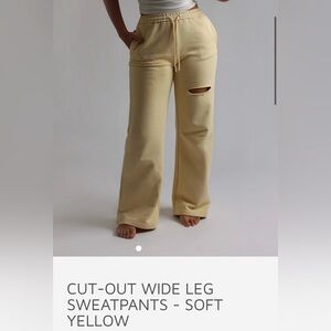 MYOUTFITONLINE Cut-Out Wide Leg Sweatpants - Yellow